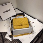 Designer Replica Chanel flap bag leather & Gold Metal AS0970 yellow JK4299CF36