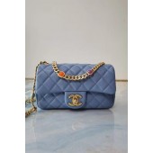Fake 1:1 Chanel flap bag Lambskin Resin & Gold-Tone Metal AS2380 light blue JK3535YK70