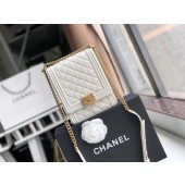 Fake Boy chanel handbag Grained Calfskin & Gold-Tone Metal AS0130 white JK4707Iw51