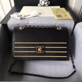 Fake Chanel Calfskin & gold-Tone Metal AS0100 black JK4710xR88