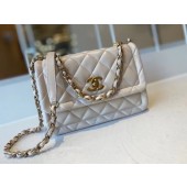 Fake Chanel flap bag Calfskin & Gold-Tone Metal AS2055 white JK3783RY48