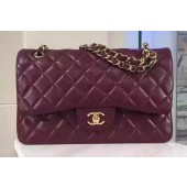 Fake Chanel Jumbo Classic Flap Bag Burgundy Sheepskin Leather A1113 Gold JK236kw88