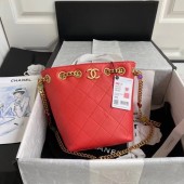 Fake Chanel Lambskin bucket bag AS2381 red JK3371Lh27