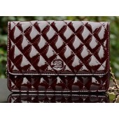 Fake Chanel mini Flap Bag Burgundy Patent Leather A33814 Gold JK735Hj78