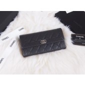 Fake Cheap BOY CHANEL Flap Wallet A80286 black silver-Tone Metal JK1386Kt89