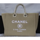 Hot Chanel Large Canvas Tote Shopping Bag A67002 Apricot JK505io40