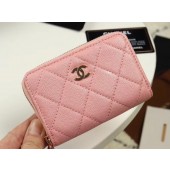 Imitation Chanel classic card holder Grained Calfskin & Gold-Tone Metal A69271 pink JK1274Xr29