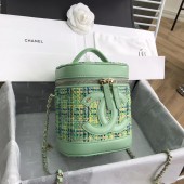 Imitation CHANEL Tweed vanity case Gold-Tone Metal AS1336 light green JK4344Dl40
