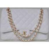 Imitation Cheap Chanel Maxi Quilted Classic Flap Bag White Cannage Patterns A58601 Gold JK694fV17