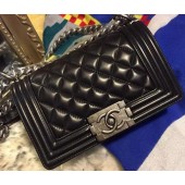 Knockoff Boy Chanel Flap Shoulder Bags Sheepskin Leather A67085 Black JK788iV87