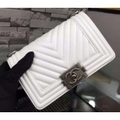 Knockoff Boy Chanel mini Flap Bag Original Chevron Sheepskin Leather A5707 White JK352Ez66