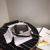 Luxury Chanel Leboy Original Calfskin leather Shoulder Bag G67085 black & gold -Tone Metal JK4728UV86