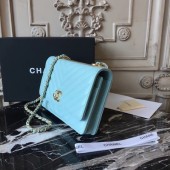 Luxury Chanel WOC Original Sheepskin Leather Shoulder Bag 33814 Skyblue JK5263Px24