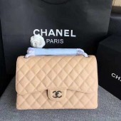 Replica Best Quality Chanel Flap Shoulder Bags Camel Original Calfskin Leather CF1113 Silver JK5388Rf83