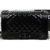 Replica Boy Chanel Flap Bag Original Patent Leather A67025 Black JK816HB48