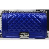 Replica Boy Chanel Flap Bag Original Pearly Patent Leather A67025 Blue JK811aG44