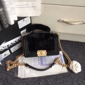 Replica BOY CHANEL Flap Bag with Handle Orylag Calfskin & Gold-Tone Metal A94805 black JK4949BB13
