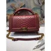 Replica Boy Chanel Flap Shoulder Bag original Snake leather 67086 red JK5314BB13