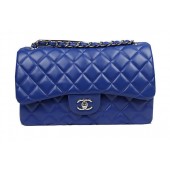 Replica Chanel Classic Flap Bag Blue Original Leather CF1113 Silver JK1046CQ60
