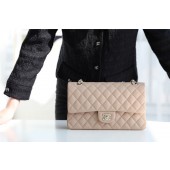 Replica Chanel Classic Handbag Grained Calfskin & silver-Tone Metal A1112 Apricot JK3352Fi42