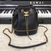 Replica Chanel drawstring bag Calfskin & Gold-Tone Metal AS0373 black JK4800TN94