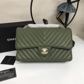Replica Chanel Flap Shoulder Bags Green Sheepskin Leather A1112 Glod JK5800Ix66