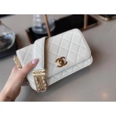 Replica Chanel small flap bag Lambskin & Gold-Tone Metal AS2052 white JK3816Jw87