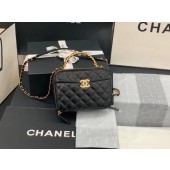 Replica Chanel small tote bag Sheepskin & Gold-Tone Metal AS2178 black JK3710EO56