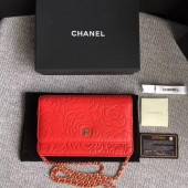 Replica Chanel WOC Red Camellia Leather mini Flap Bag A33814 Gold JK5712DY71